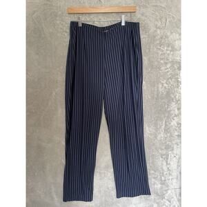 Easywear by Chicos Size 2 Womens 12 Pull On Pants Short Blue Striped Slinky
